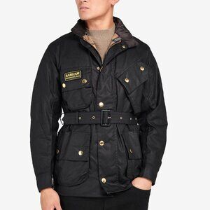Barbour International Original Waxed Jacket, Black Size 38